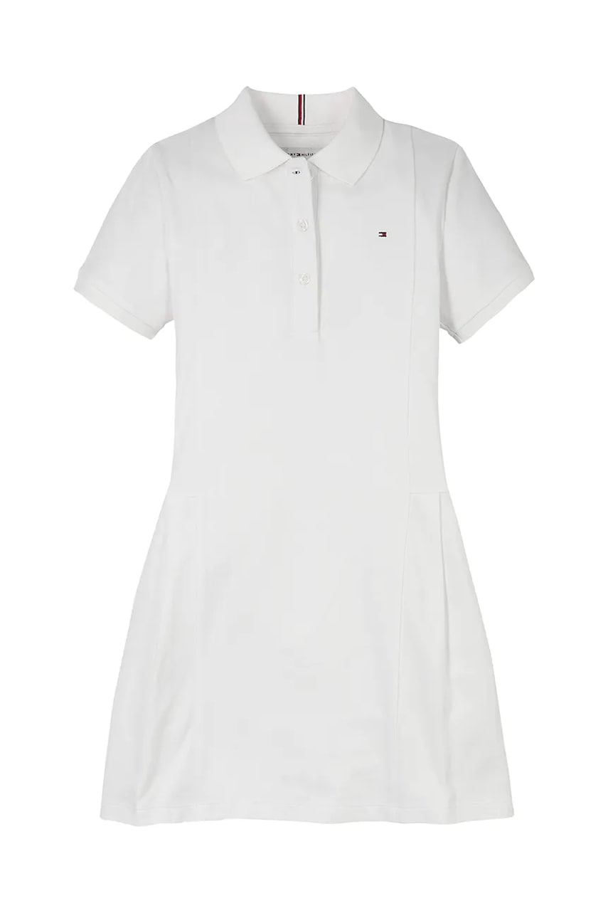 Детское платье Tommy Hilfiger цвет белый midi расклешённое KG0KG08342 Детское платье Tommy Hilfiger цвет белый midi расклешённое KG0KG08342