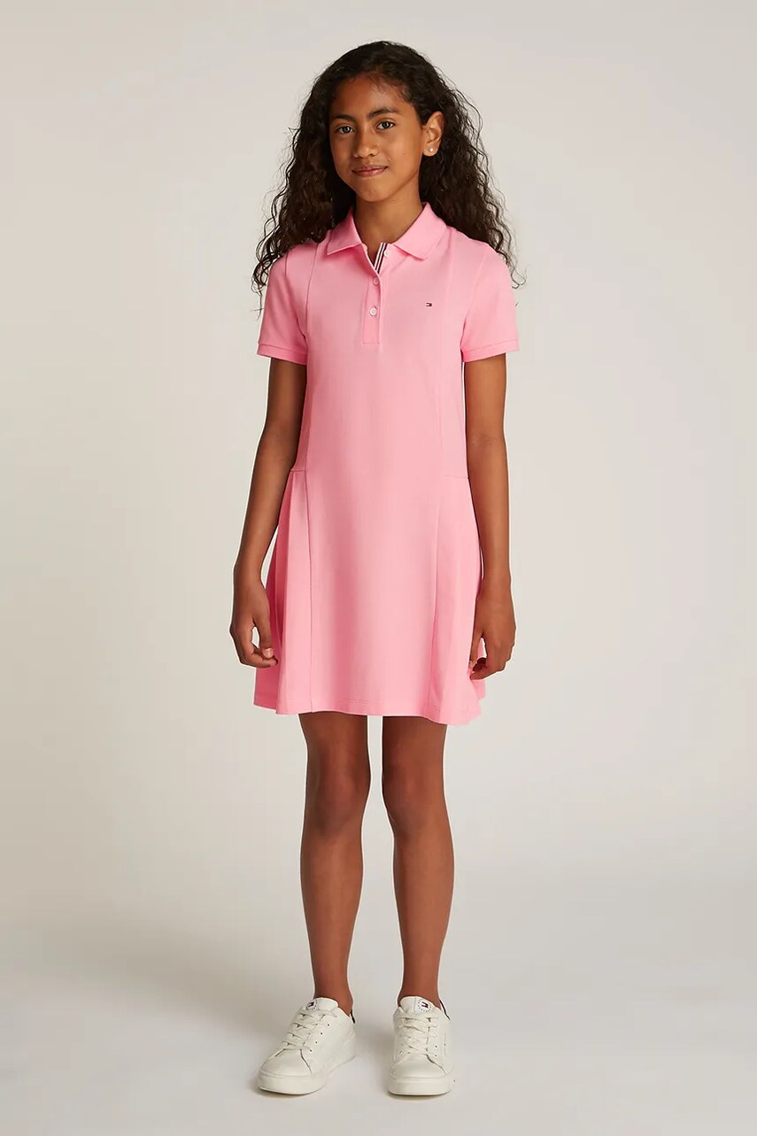 Levně Dívčí šaty Tommy Hilfiger růžová barva, midi, KG0KG08342