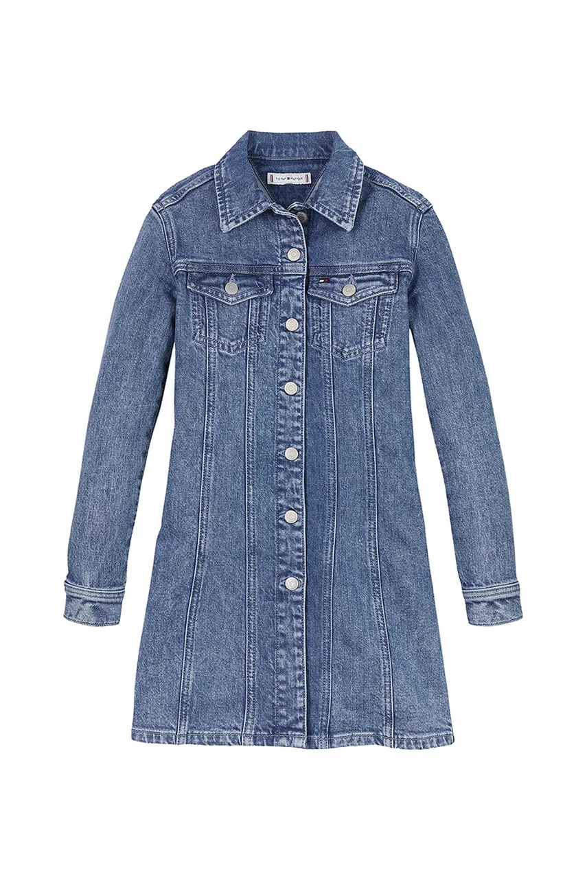 Детское джинсовое платье Tommy Hilfiger mini прямое KG0KG08345 Детское джинсовое платье Tommy Hilfiger mini прямое KG0KG08345
