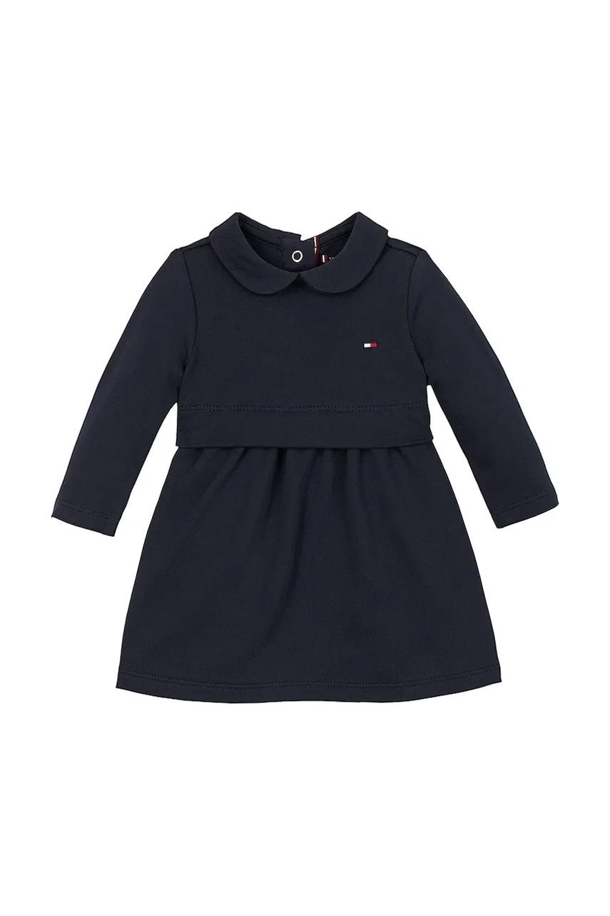Levně Dětské bavlněné šaty Tommy Hilfiger tmavomodrá barva, mini, KN0KN01972