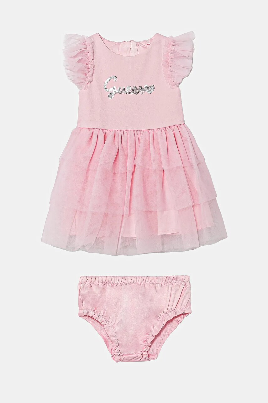 Levně Dívčí šaty Guess růžová barva, mini, A5RK02 KAUH0