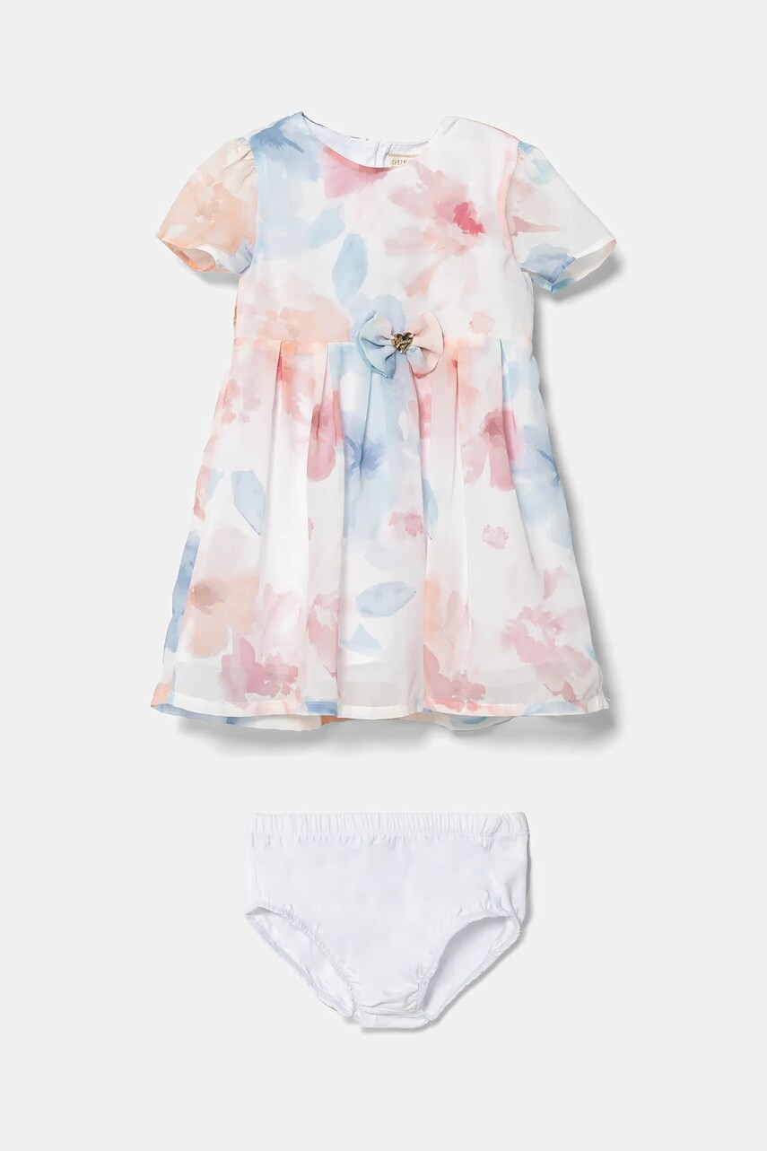 Levně Kojenecké šaty Guess modrá barva, mini, áčková, A5RK03 WA2T0