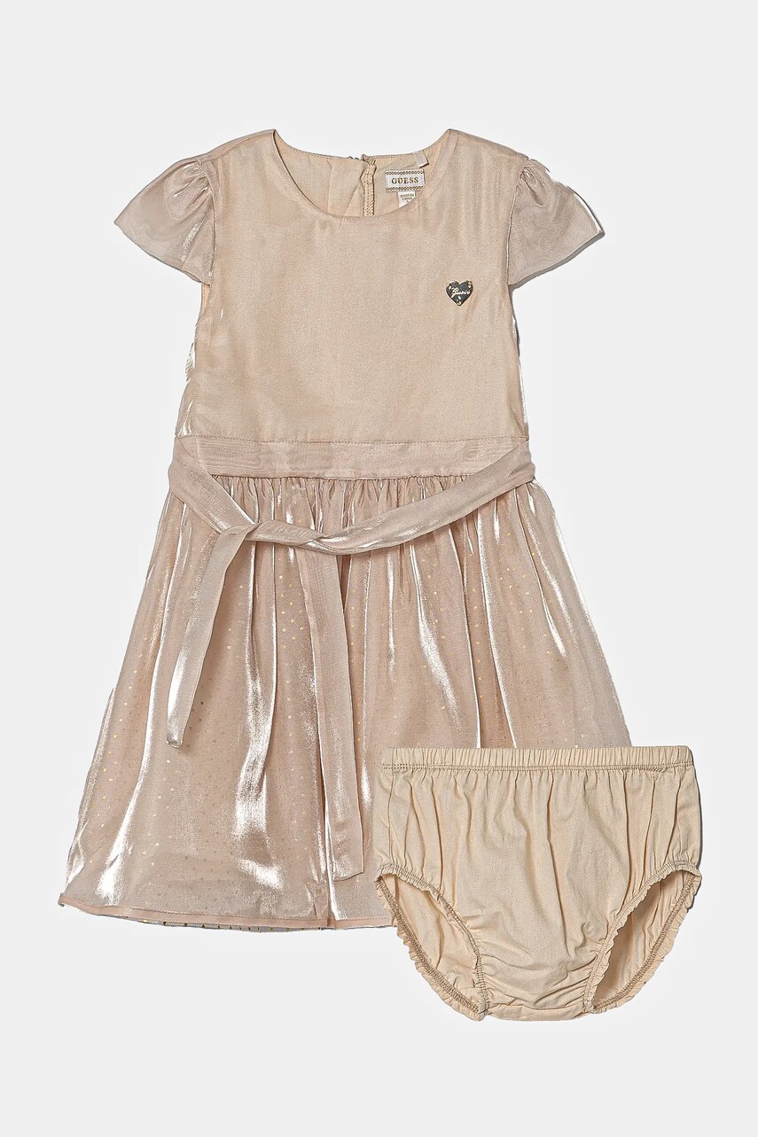 Levně Dívčí šaty Guess béžová barva, mini, A5RK09 WGWQ0