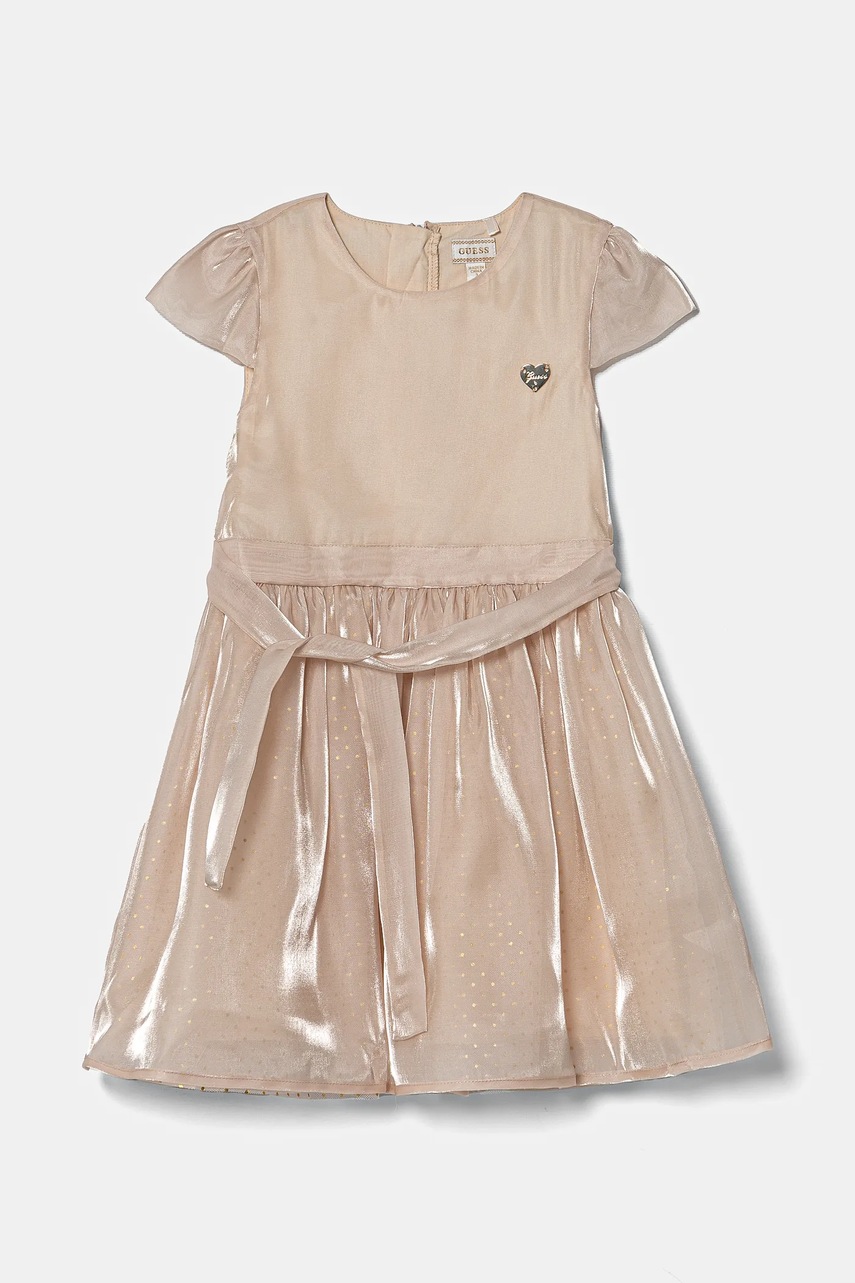 Детское платье Guess цвет бежевый mini расклешённое A5RK09 WGWQ0 Детское платье Guess цвет бежевый mini расклешённое A5RK09 WGWQ0