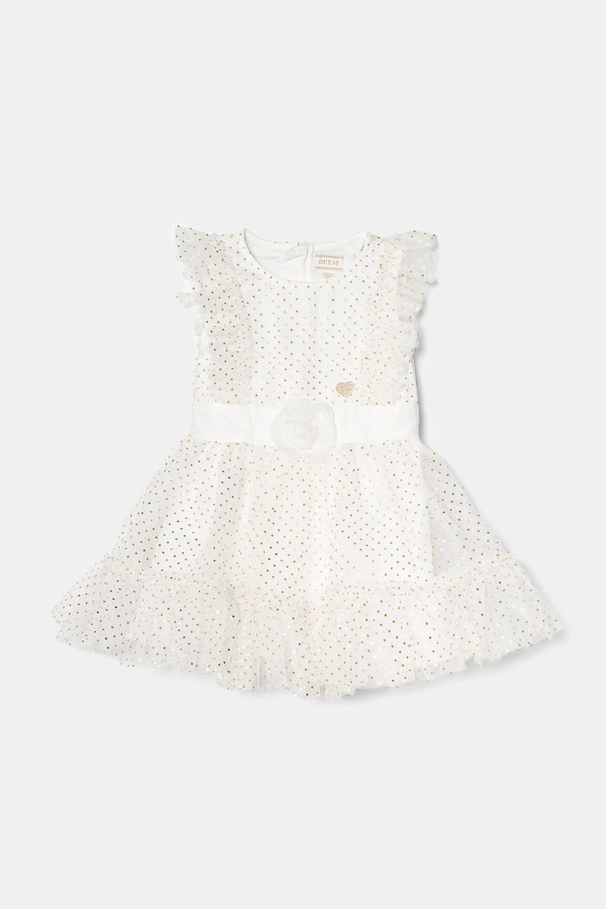 Платье для младенцев Guess цвет белый mini расклешённое A5RK11 KCQG0 Платье для младенцев Guess цвет белый mini расклешённое A5RK11 KCQG0