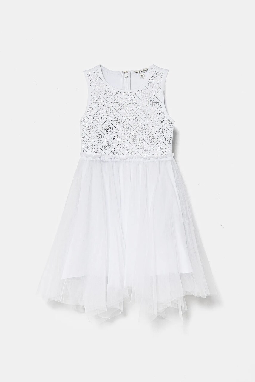 Levně Dívčí šaty Guess bílá barva, mini, J5RK08 KAUH0