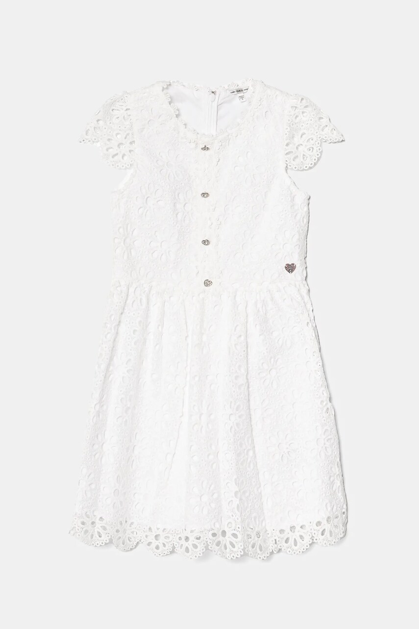Levně Dívčí šaty Guess bílá barva, mini, J5RK10 WGWR0