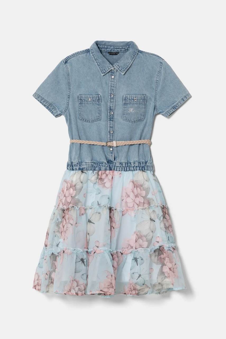 Levně Dívčí šaty Guess modrá barva, midi, J5RK31 D4EU0