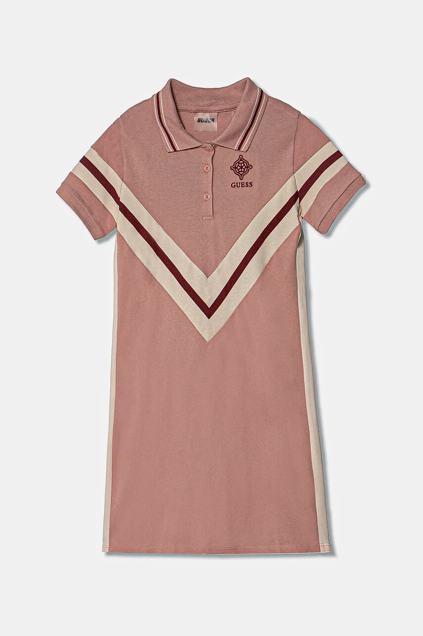 Levně Dívčí šaty Guess růžová barva, midi, J5RK45 KCOK1