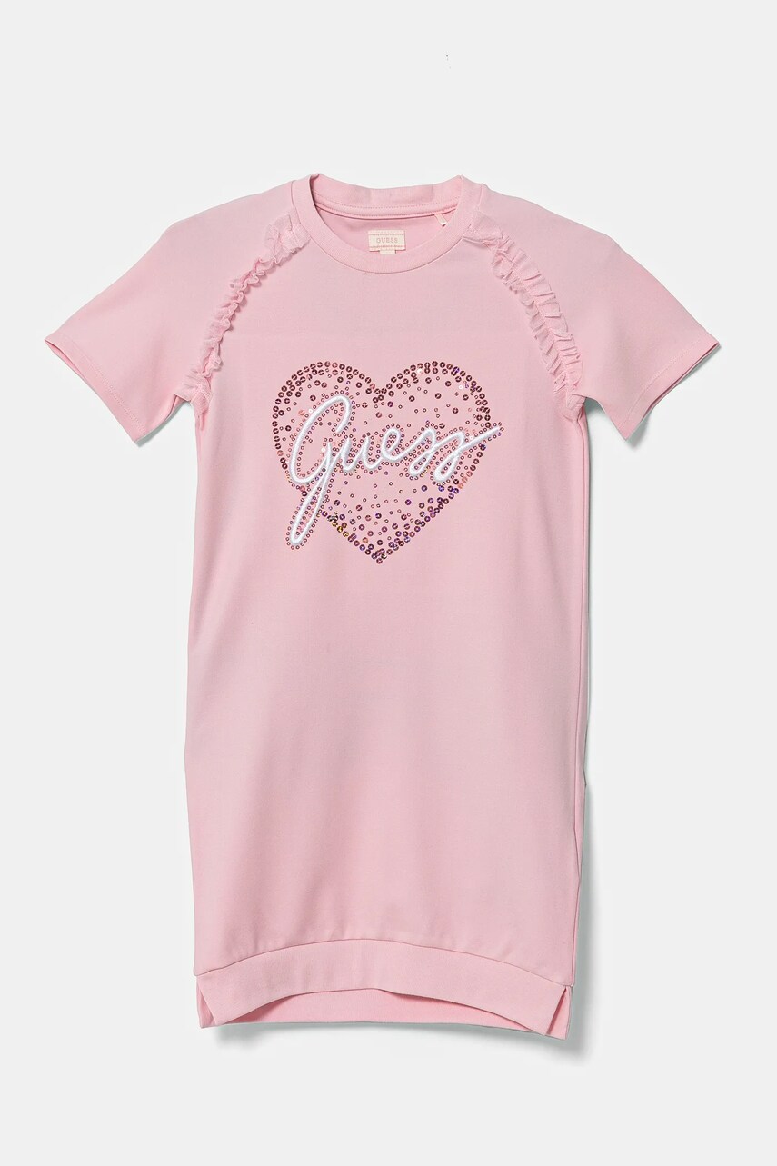 Levně Dívčí šaty Guess růžová barva, mini, K5RK02 KAUH0
