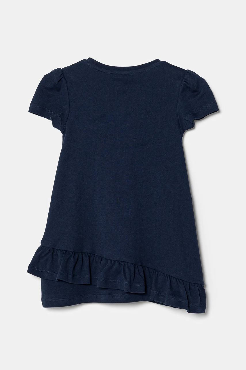 Хлопковое детское платье Guess цвет синий midi прямое K5RK04 KA6W4