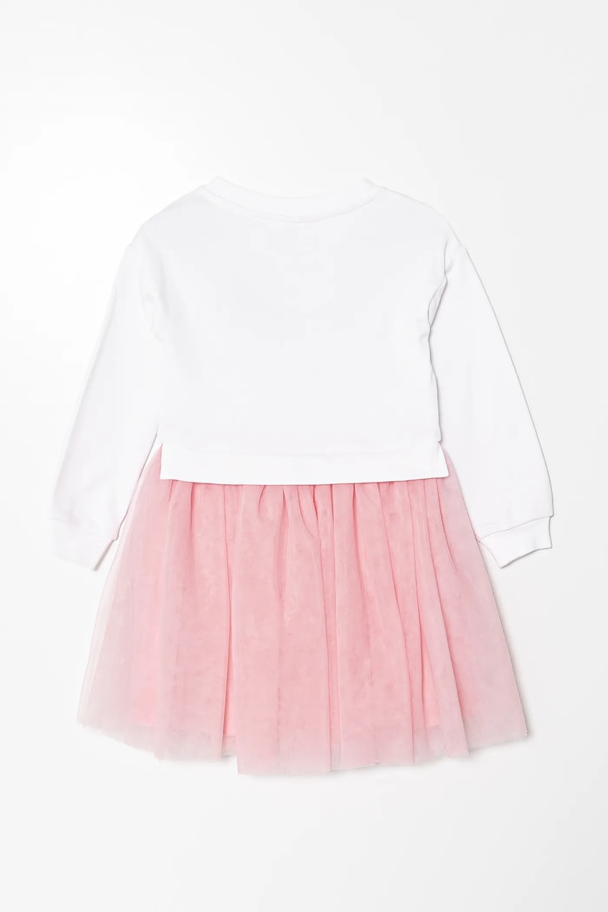 Хлопковое детское платье Guess цвет белый mini расклешённое K5RK05 K82T0 Хлопковое детское платье Guess цвет белый mini расклешённое K5RK05 K82T0
