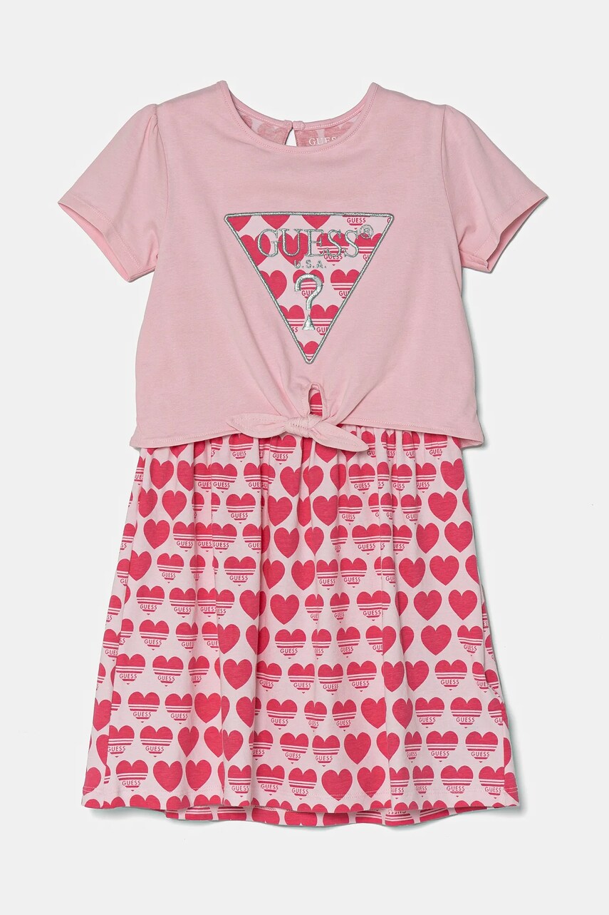 Levně Dívčí šaty Guess růžová barva, mini, K5RK09 K6YW4