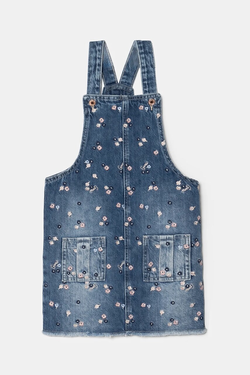 Levně Dětské riflové šaty Guess modrá barva, mini, K5RK11 D45E0