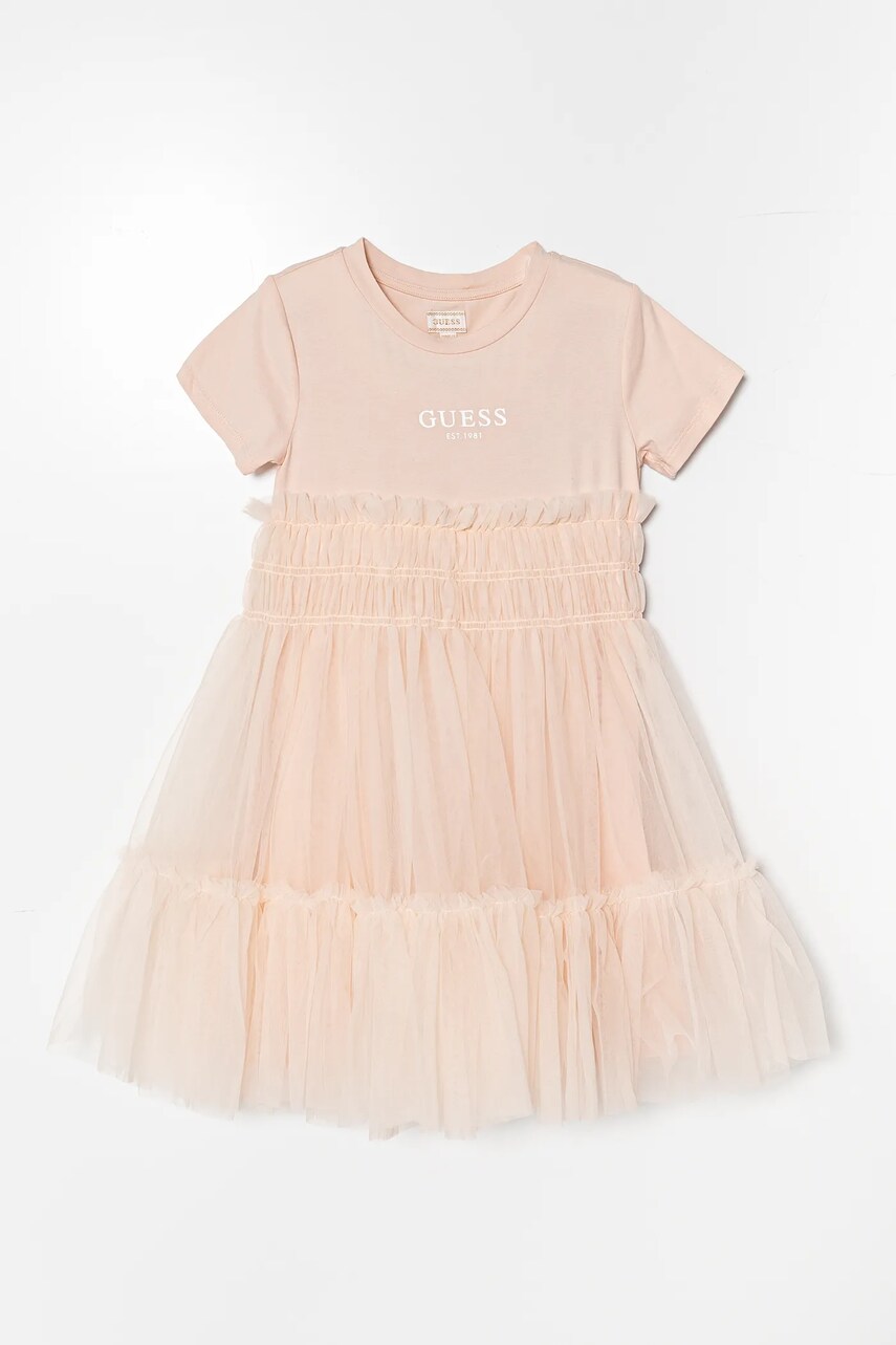 Levně Dívčí šaty Guess oranžová barva, mini, K5RK14 K6YW0