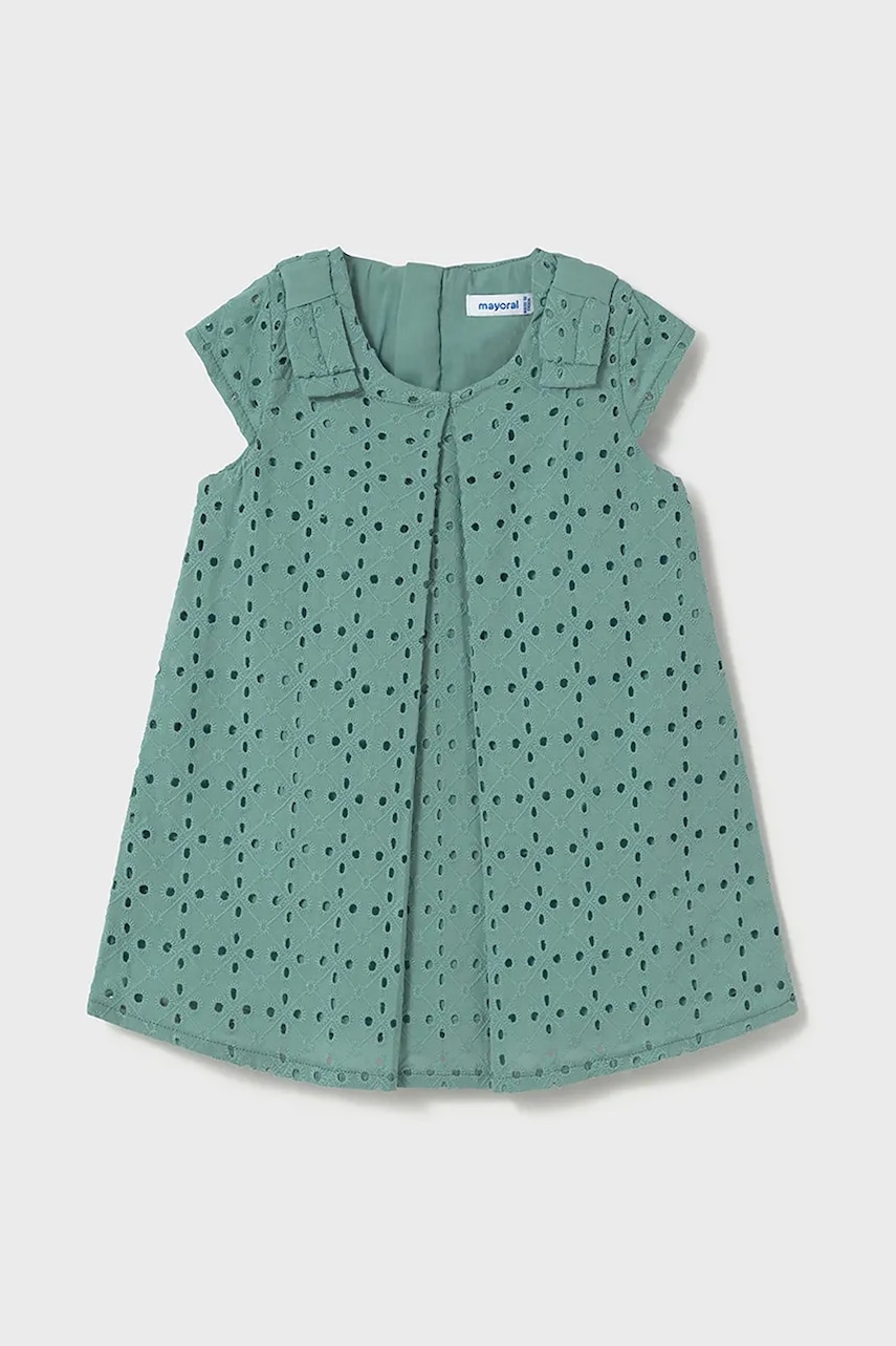Mayoral rochie din bumbac pentru copii culoarea turcoaz, mini, evazati, 1913 Mayoral rochie din bumbac pentru copii culoarea turcoaz, mini, evazati, 1913