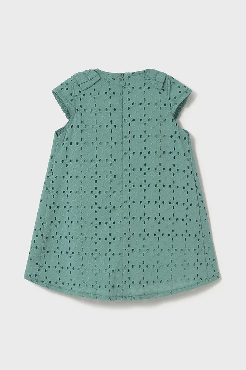 Хлопковое детское платье Mayoral цвет бирюзовый mini расклешённое 1913