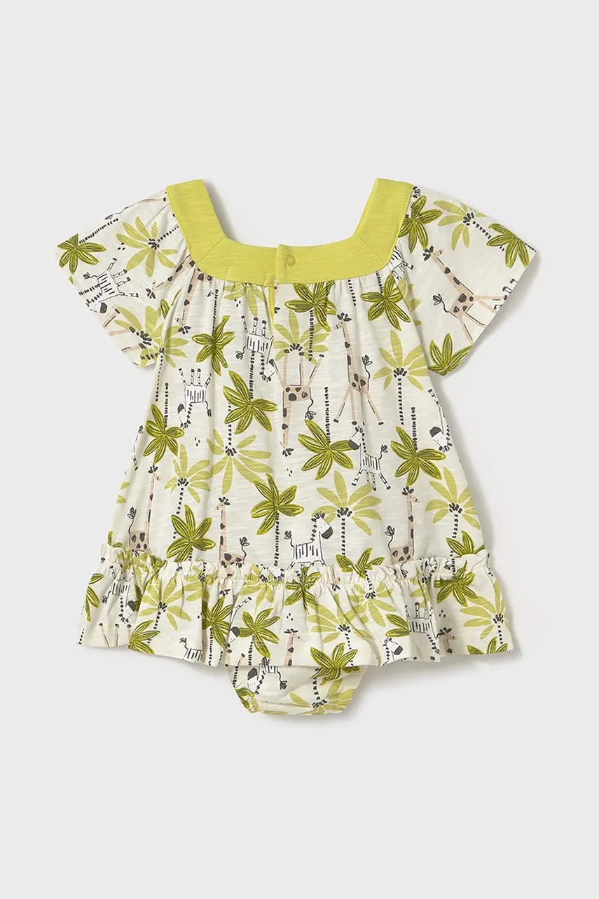 Детское хлопковое платье Mayoral цвет зелёный mini расклешённое 1916