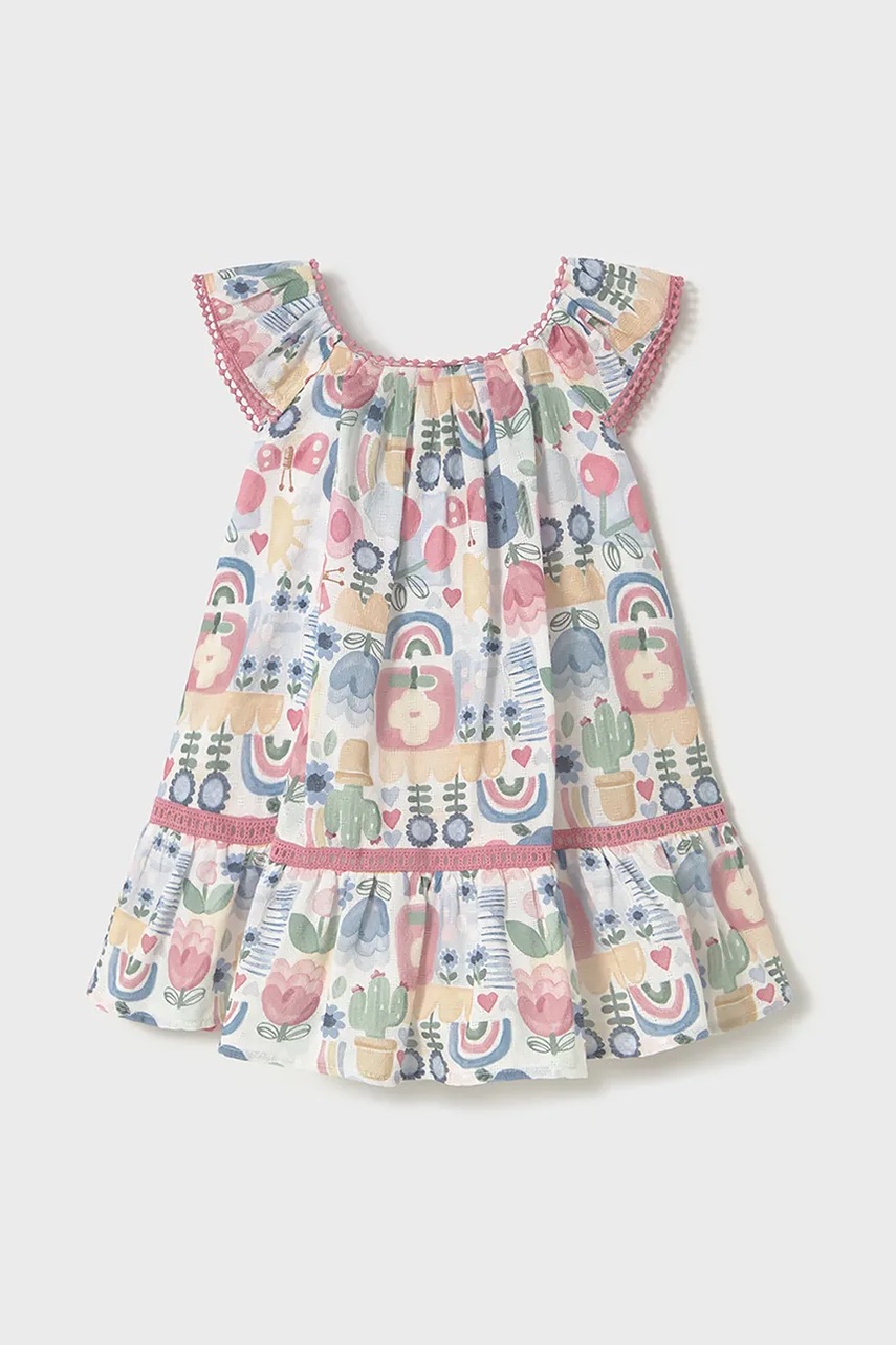 Хлопковое детское платье Mayoral цвет розовый mini расклешённое 1917