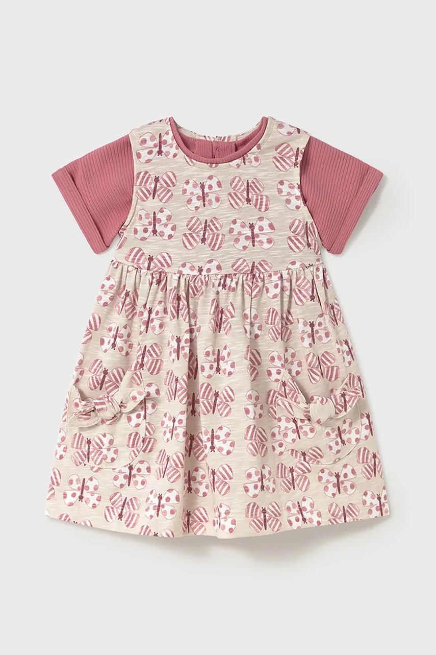 Mayoral rochie din bumbac pentru copii culoarea roz, mini, evazati, 1918