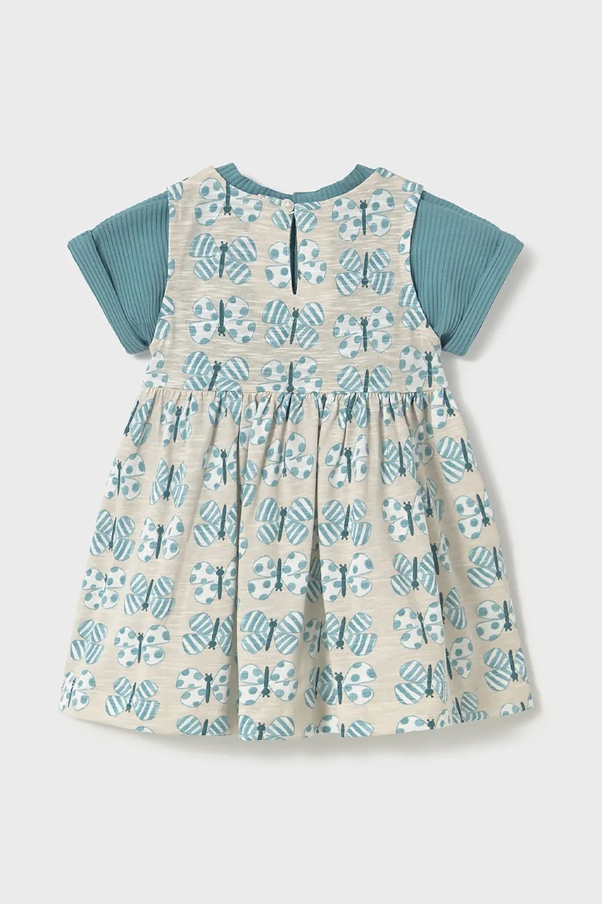 Хлопковое детское платье Mayoral цвет бирюзовый mini расклешённое 1918