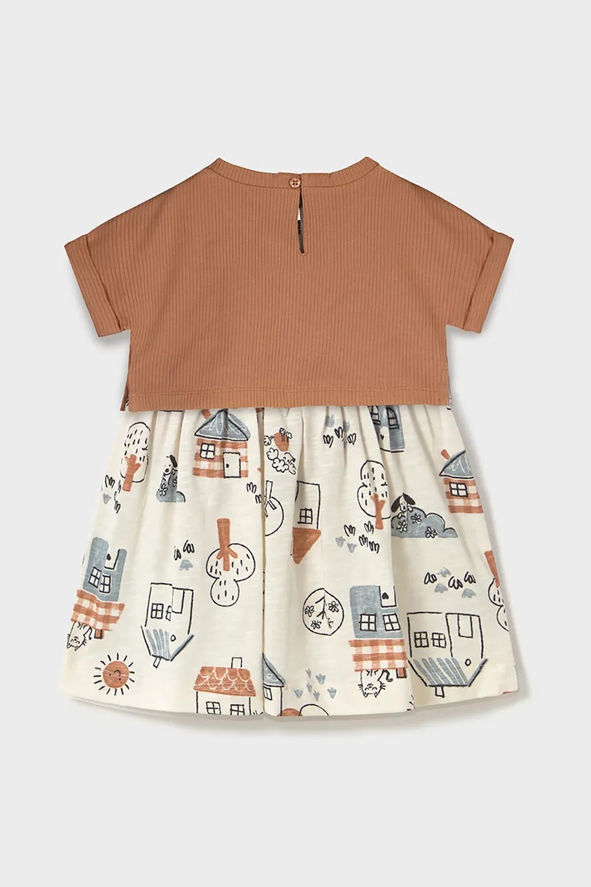 Хлопковое детское платье Mayoral цвет коричневый mini расклешённое 1918