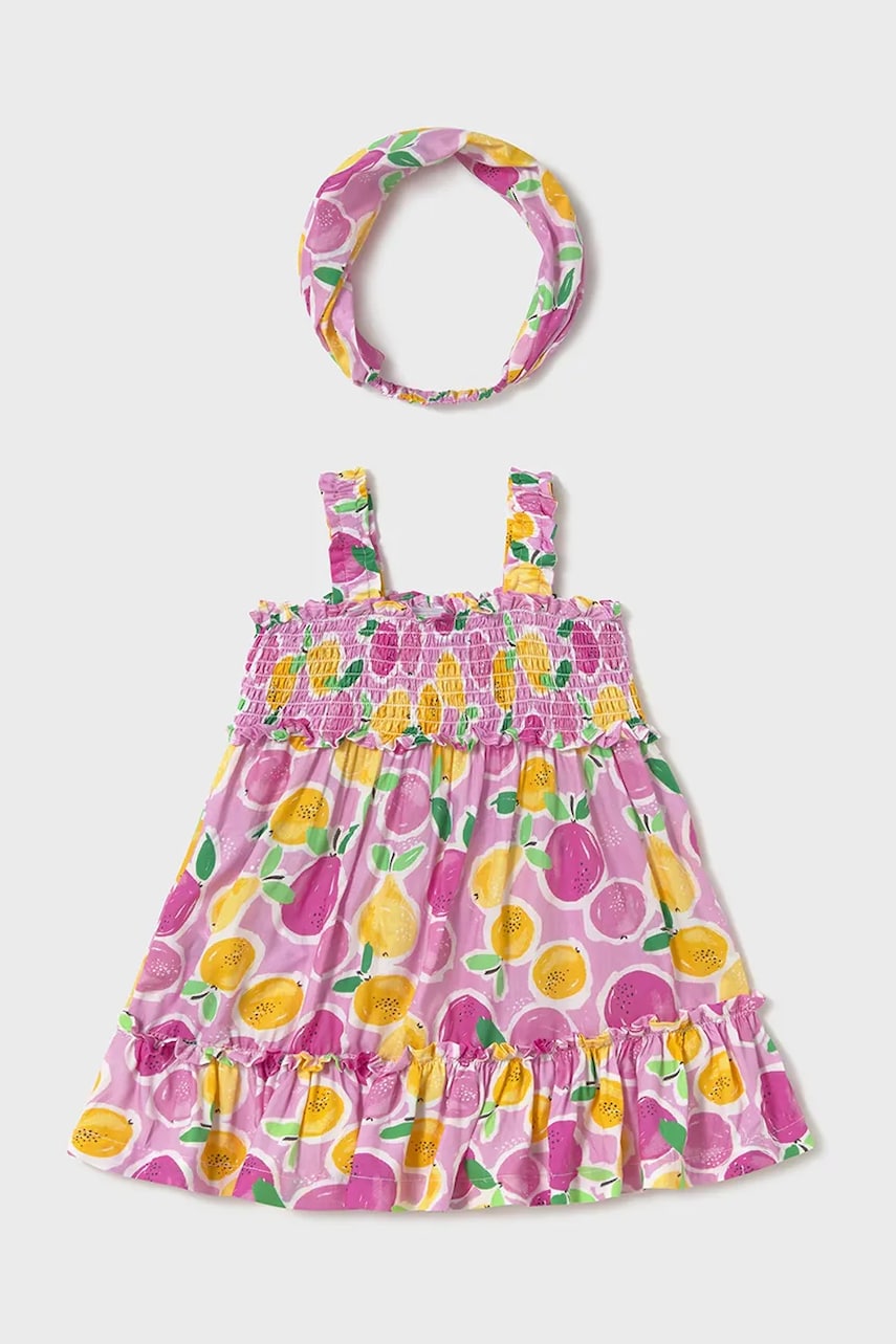 Mayoral rochie din bumbac pentru bebeluși culoarea roz, mini, evazati, 1926 Mayoral rochie din bumbac pentru bebeluși culoarea roz, mini, evazati, 1926