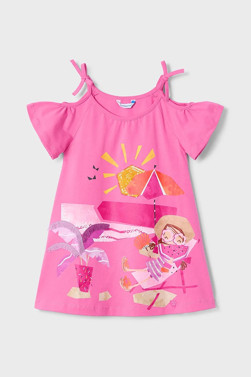 Детское платье Mayoral цвет розовый mini прямое 3963 Детское платье Mayoral цвет розовый mini прямое 3963