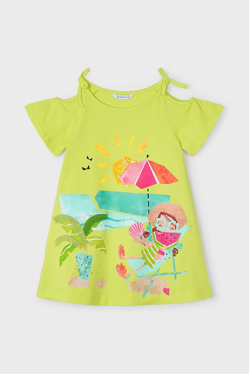 Детское платье Mayoral цвет зелёный mini прямое 3963