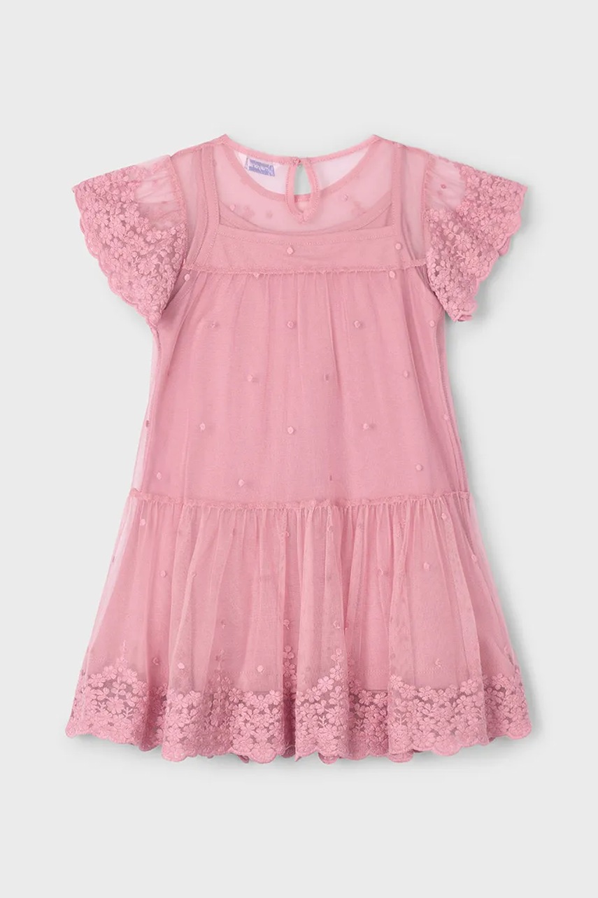 Детское платье Mayoral цвет розовый mini расклешённое 3909 Детское платье Mayoral цвет розовый mini расклешённое 3909
