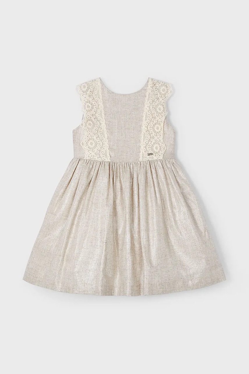 Детское платье с примесью льна Mayoral цвет зелёный mini прямое 3910