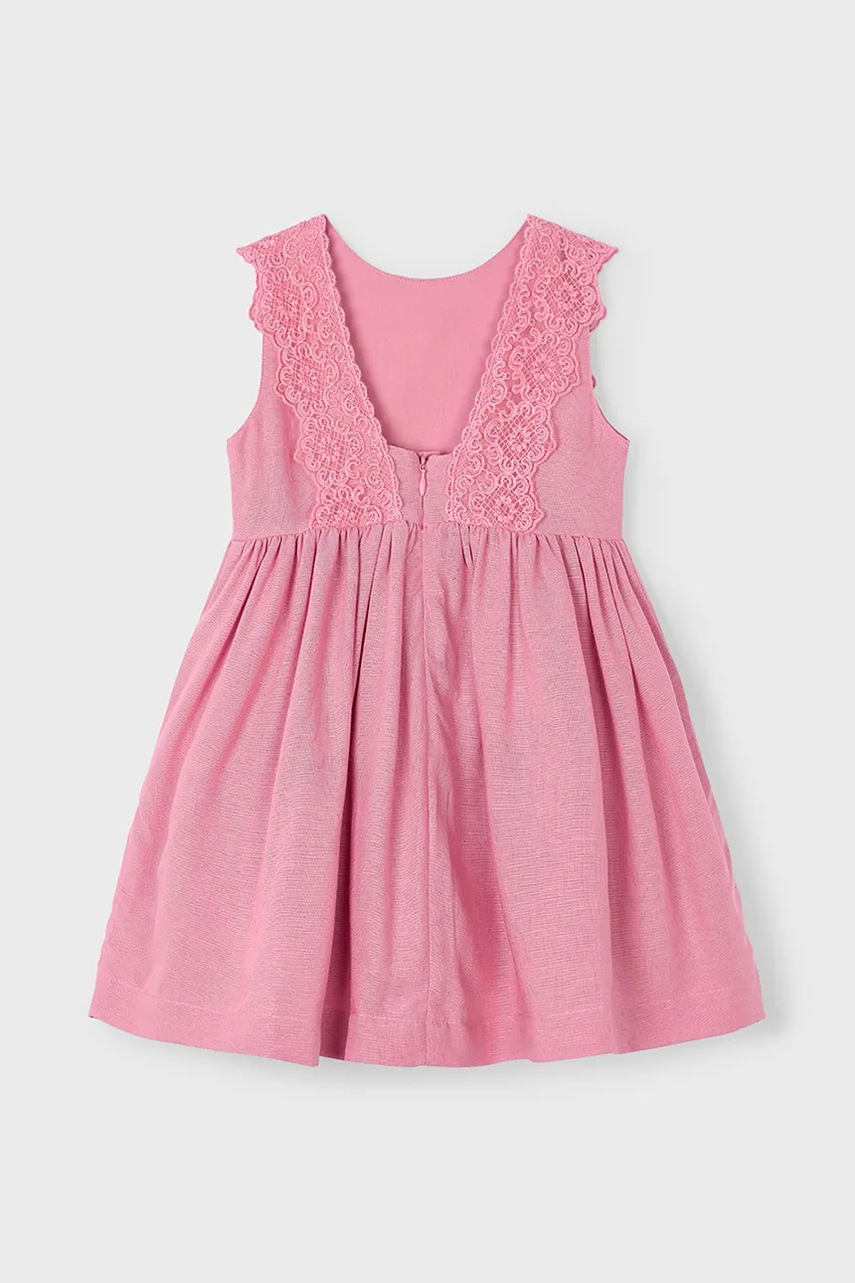 Детское платье с примесью льна Mayoral цвет розовый mini прямое 3910