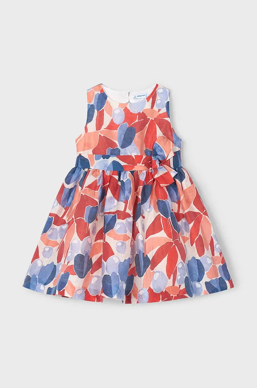 Mayoral rochie din in pentru copii culoarea rosu, mini, evazată, 3913