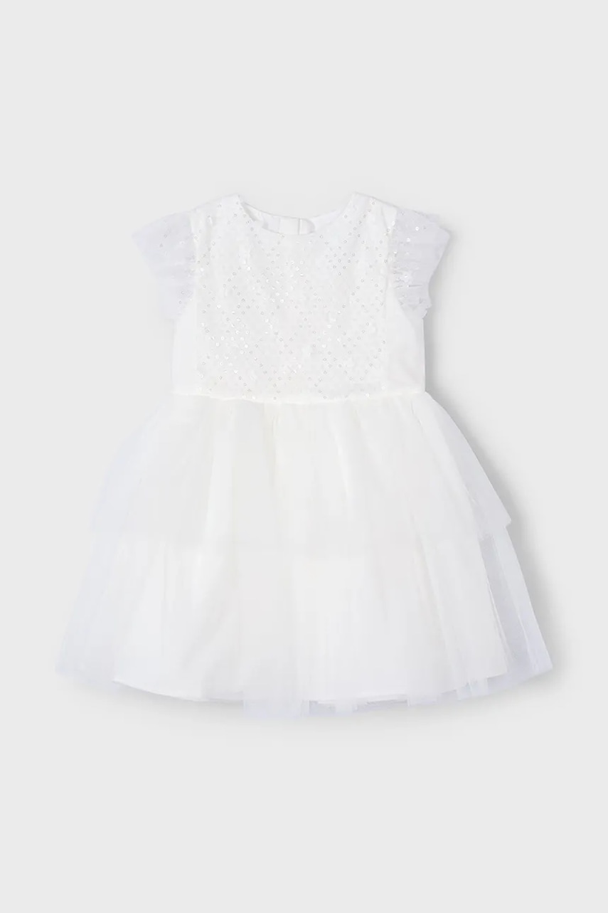 Детское платье Mayoral цвет белый mini расклешённое 3914 Детское платье Mayoral цвет белый mini расклешённое 3914