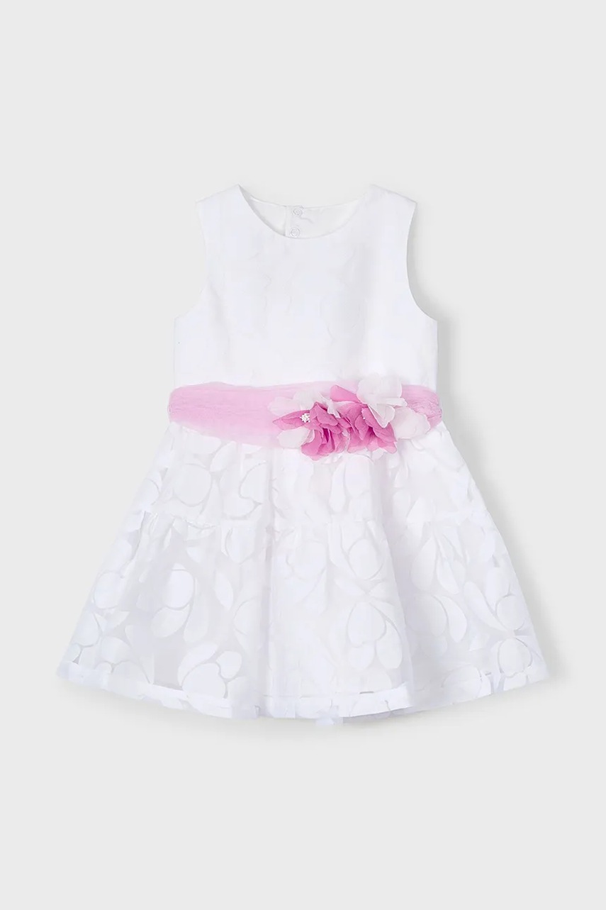 Детское платье Mayoral цвет белый mini расклешённое 3918