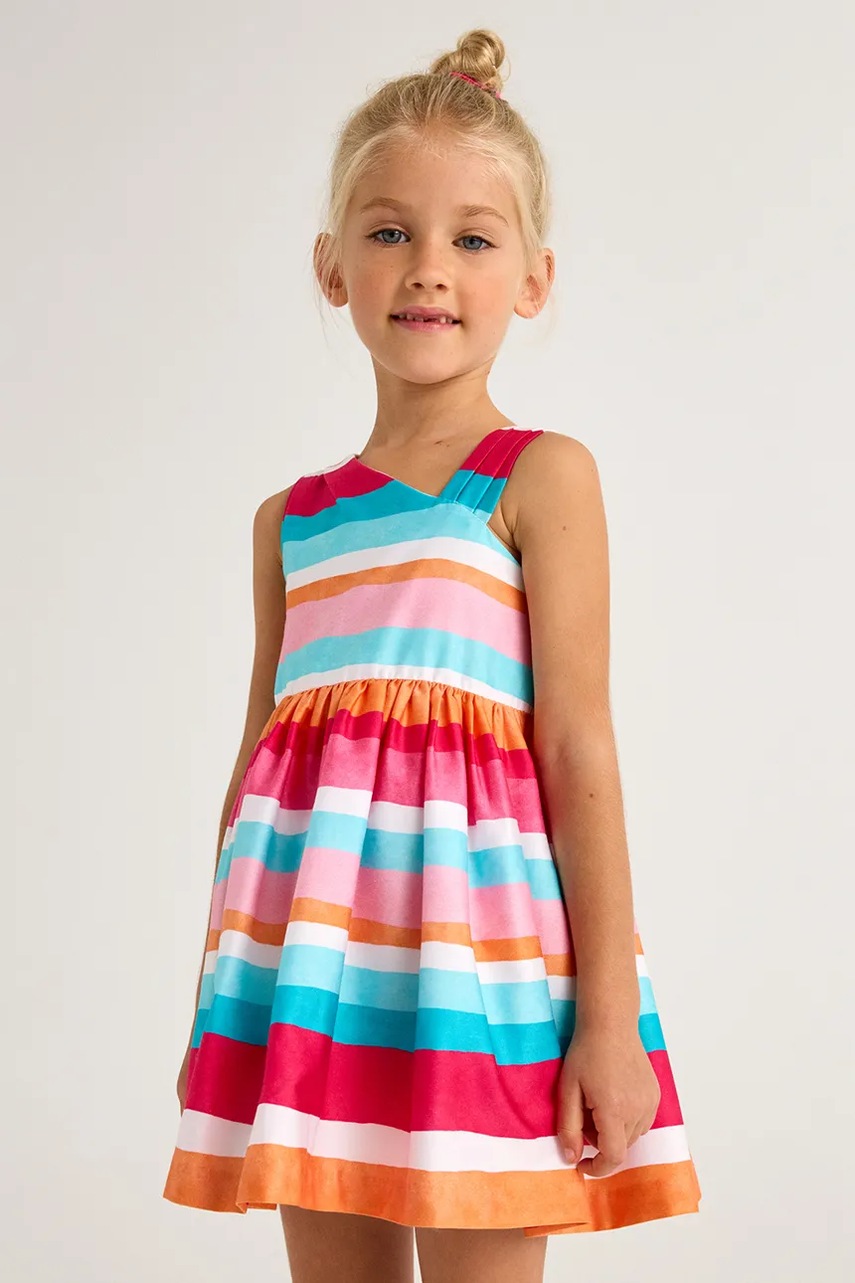 Mayoral rochie din bumbac pentru copii culoarea roz, mini, evazată, 3920