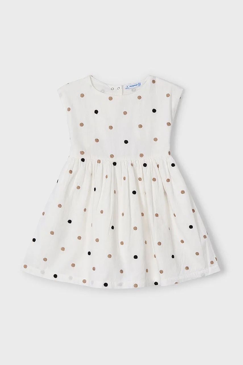 Хлопковое детское платье Mayoral цвет бежевый mini расклешённое 3921