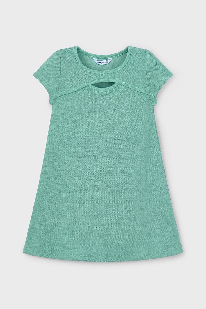 Детское платье Mayoral цвет зелёный mini прямое 3924 Детское платье Mayoral цвет зелёный mini прямое 3924