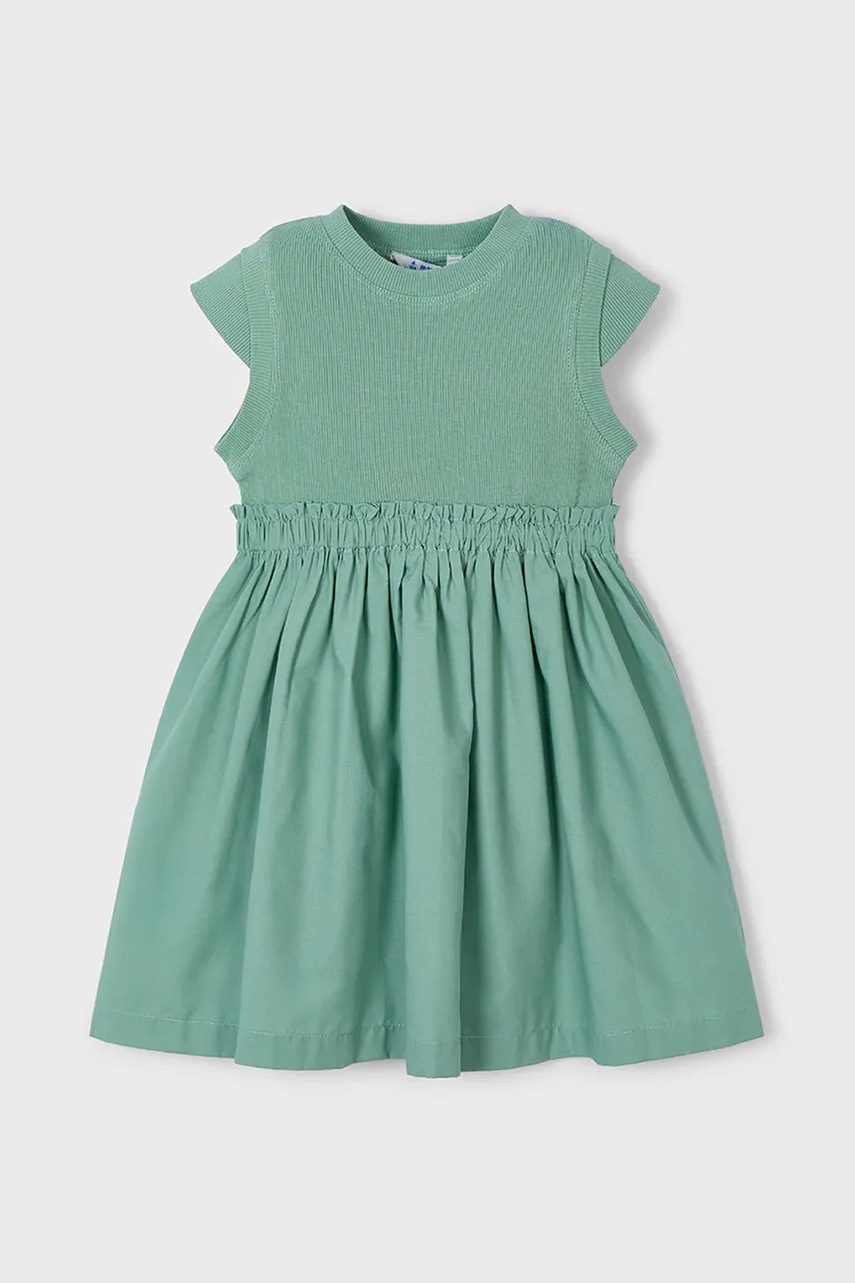 Детское платье с сумочкой Mayoral цвет зелёный mini расклешённое 3927