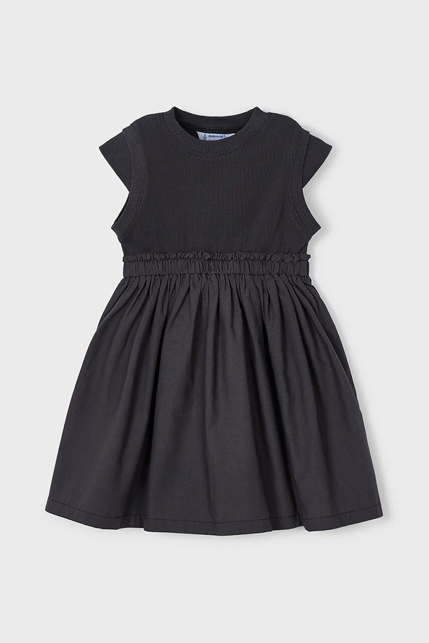Mayoral rochie pentru copii cu geanta de mana culoarea negru, mini, evazată, 3927