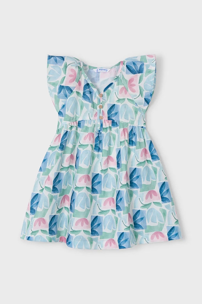 Детское платье Mayoral цвет бирюзовый mini расклешённое 3928