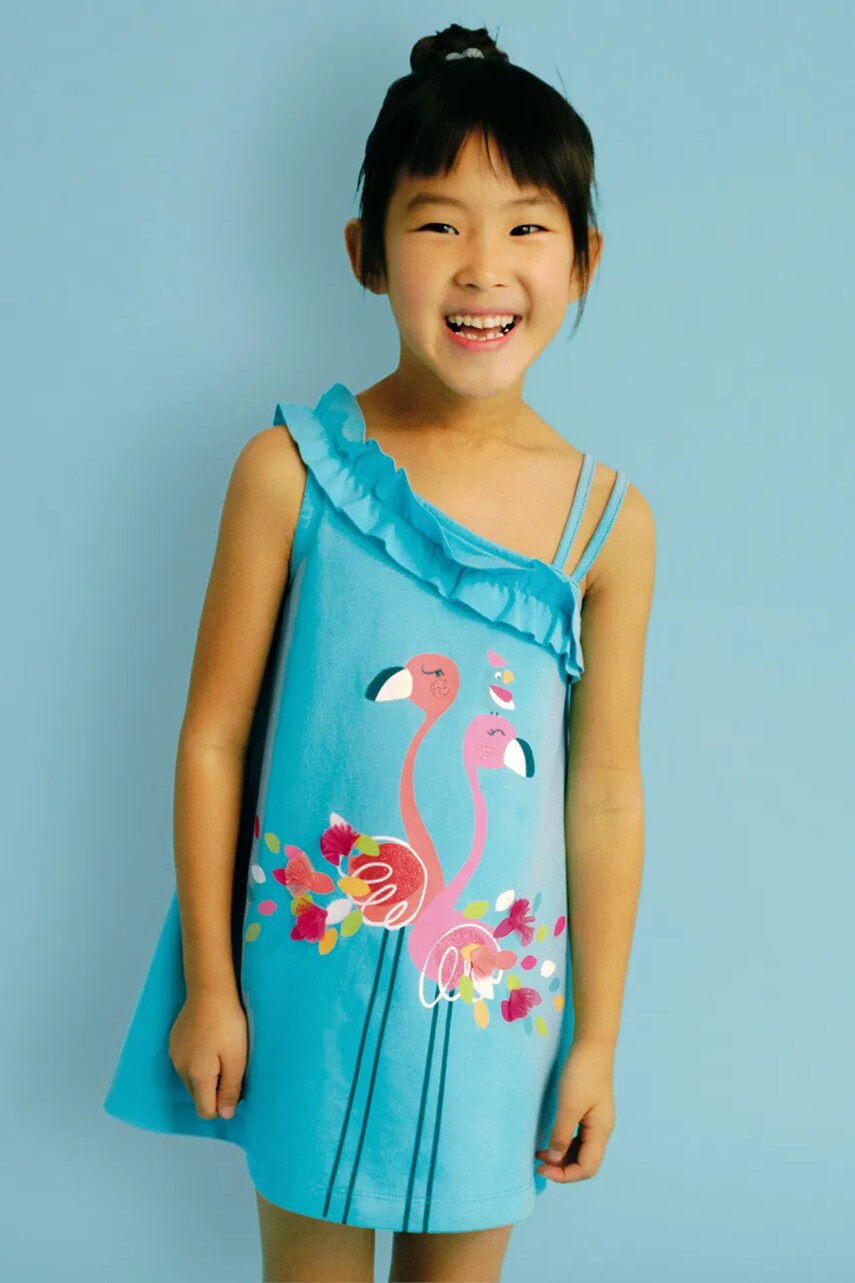 Mayoral rochie fete culoarea turcoaz, mini, dreaptă, 3937