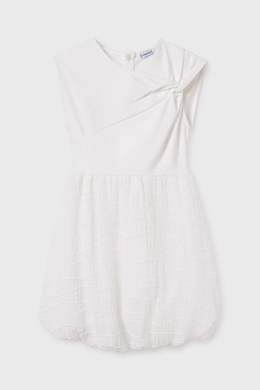 Детское платье Mayoral цвет бежевый mini расклешённое 6974 Детское платье Mayoral цвет бежевый mini расклешённое 6974