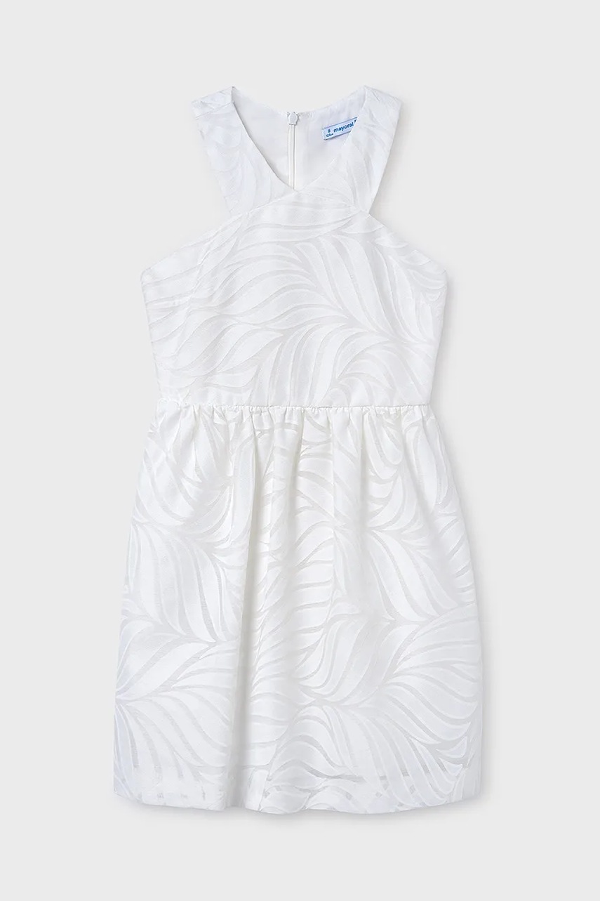 Mayoral rochie cu amestec de in pentru copii culoarea bej, mini, dreaptă, 6976