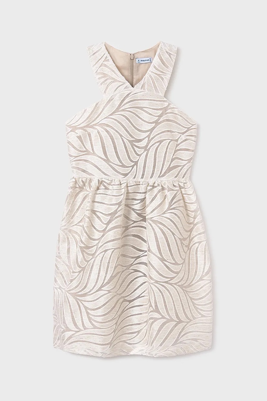 Детское платье с примесью льна Mayoral цвет бежевый mini прямое 6976