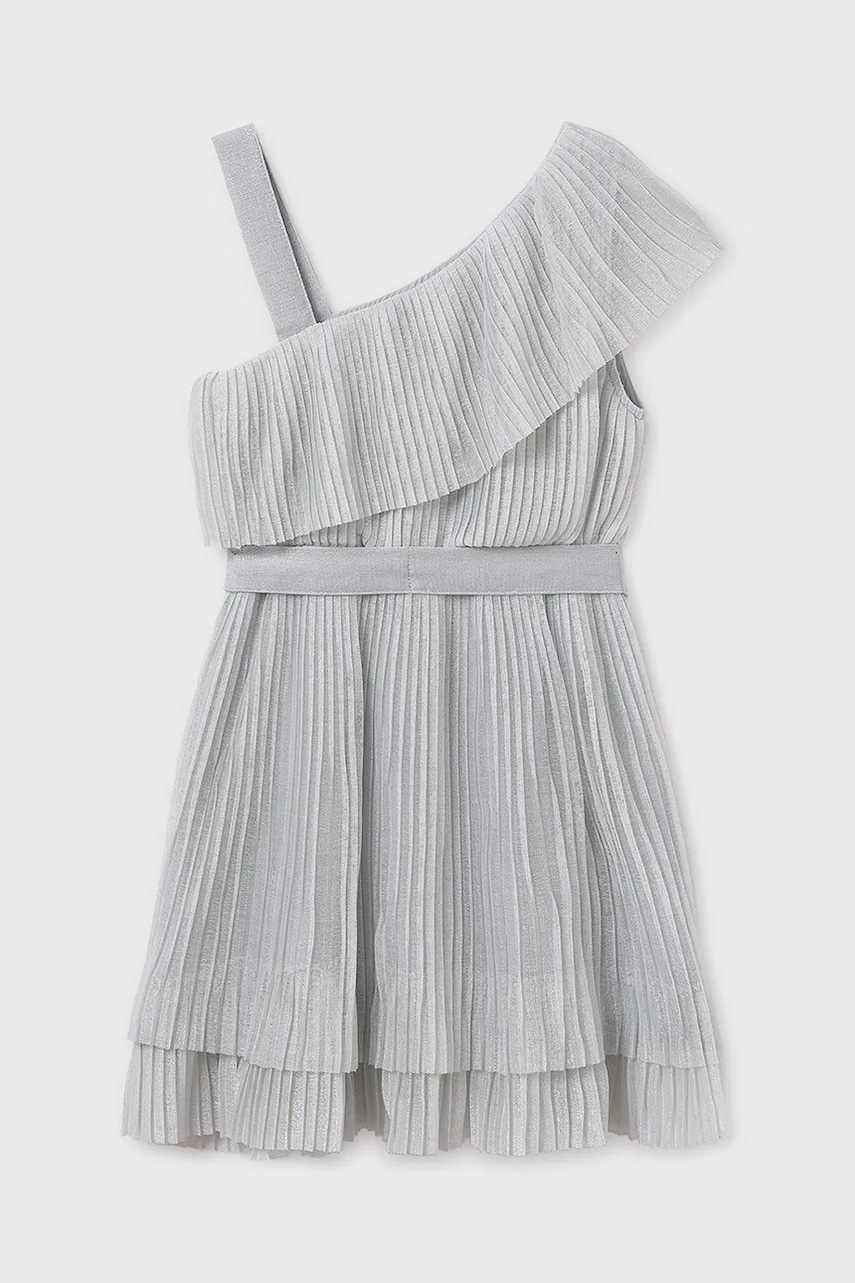 Детское платье Mayoral цвет серый mini расклешённое 6977 Детское платье Mayoral цвет серый mini расклешённое 6977