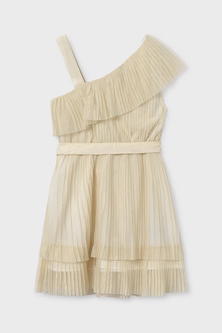 Детское платье Mayoral цвет бежевый mini расклешённое 6977 Детское платье Mayoral цвет бежевый mini расклешённое 6977