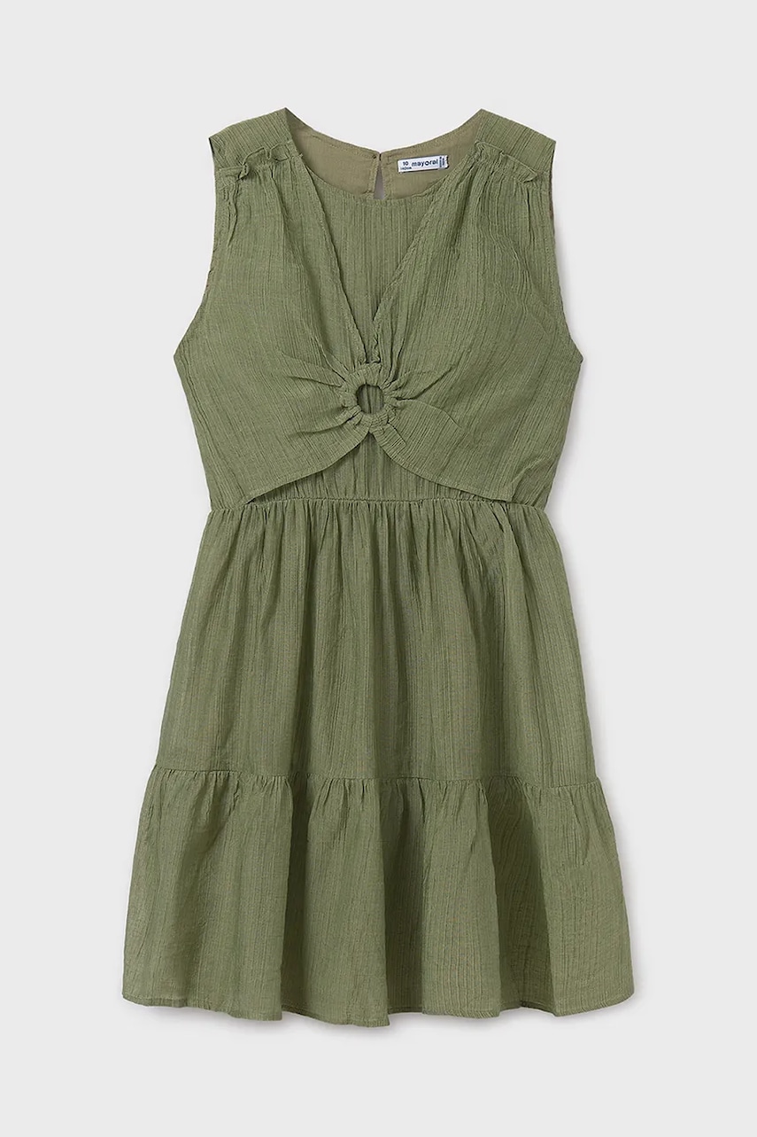 Детское платье Mayoral цвет зелёный mini прямое 6990 Детское платье Mayoral цвет зелёный mini прямое 6990
