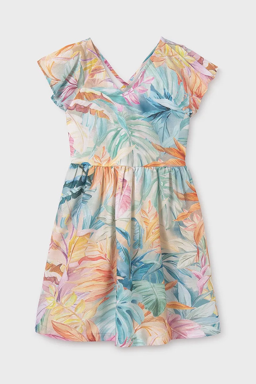 Dívčí šaty Mayoral tyrkysová barva, mini, 6991