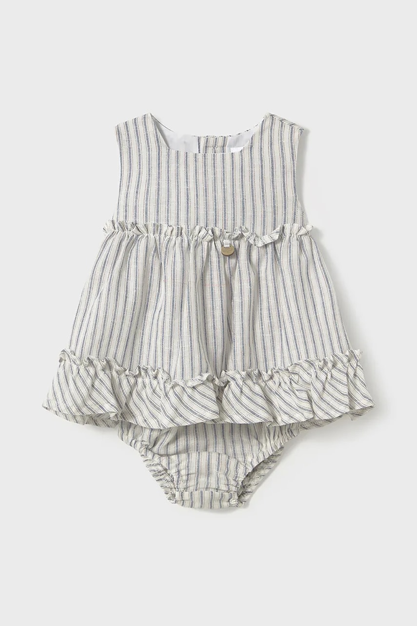 Mayoral Newborn rochie din amestec de in pentru bebeluși culoarea bej, mini, evazati, 1844 Mayoral Newborn rochie din amestec de in pentru bebeluși culoarea bej, mini, evazati, 1844